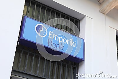 Emporiki bank sign Editorial Stock Photo