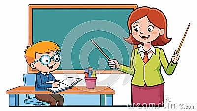 Empowering Education Expert Female Teacher Guides Vector Mastery with Skillful Instruction Vector Illustration