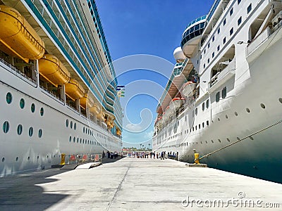 Empress of the Seas cruise ship in CocoCay, Bahamas Editorial Stock Photo