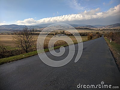Empthy road to Sudety mountains Stock Photo