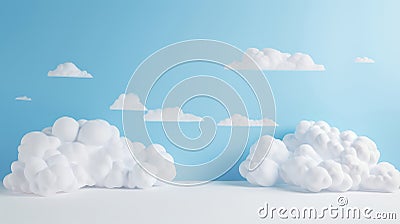 Empty room with white clouds floating in the blue sky background Stock Photo