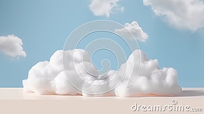 Empty room with White fluffy clouds in the blue sky background Stock Photo
