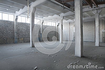 Empty Abandoned Warehouse Stock Photo