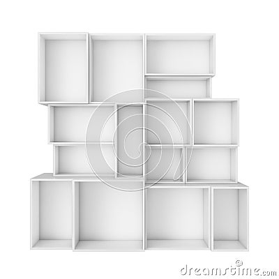 Empty abstract white shelves isolated on white background Stock Photo
