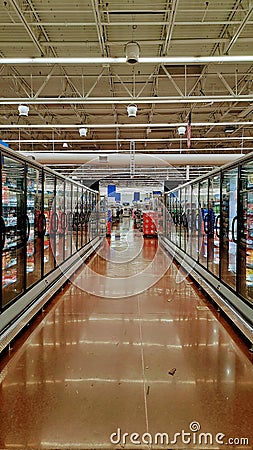 Empty aile at the grocery store Stock Photo