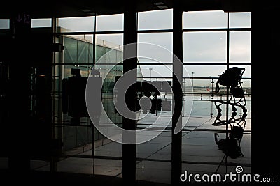 Empty airport terminal hall Stock Photo