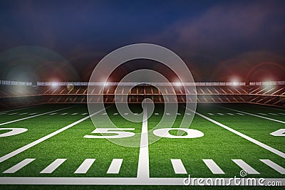 Empty american football stadium at night Stock Photo