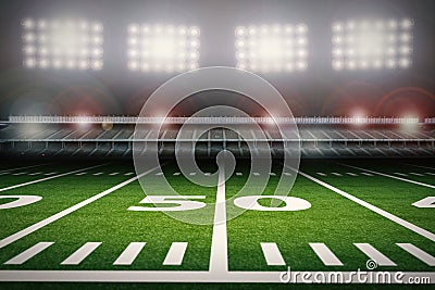 Empty american football stadium at night Stock Photo