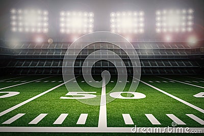 Empty american football stadium at night Stock Photo