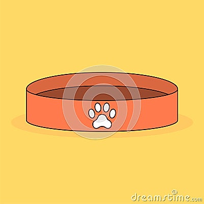 Empty animal bowl. Dog food. Paw print. Cartoon vector illustration Vector Illustration