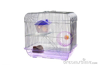 Empty animal cage isolated on white Stock Photo