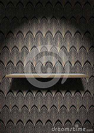 Empty Art Deco Shelf On Wall Stock Photo