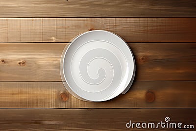 empty artistic ceramic Glazed earthenware white fancy shape plate, golden cutlery on side. Stock Photo