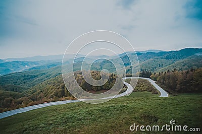 empty asfalt road in mountaines. natural background. vintage tond picture Stock Photo