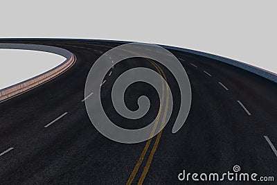 The empty asphalt road with white background, 3d rendering Stock Photo