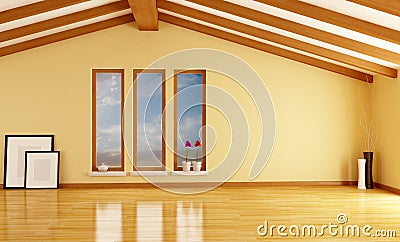 Empty attic Stock Photo