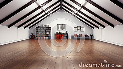 An empty attic room designed in loft style Stock Photo