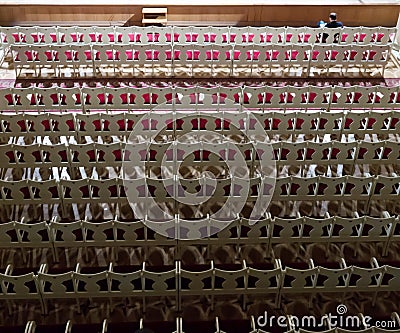 Empty auditorium in the shadows Stock Photo