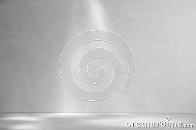 Empty austere concrete podium background with rays of light or sunbeams on it Stock Photo