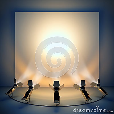 Empty background with stage spotlight. Cartoon Illustration