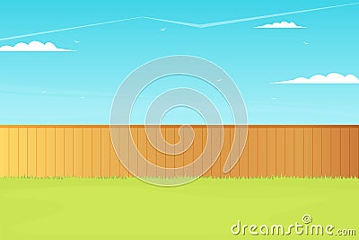 Empty backyard with fence Vector Illustration