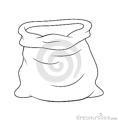 Empty bag of Santa Claus outline icon symbol design. vector isolated on white background. Open sack contour Illustration for Vector Illustration