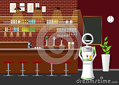 Empty bar counter with automatic robot Vector Illustration