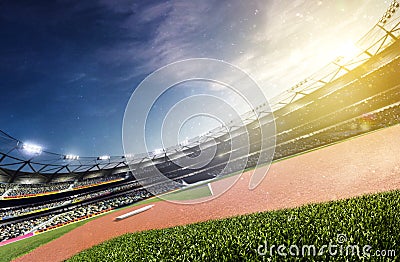 Empty baseball stadium 3d render panorama Stock Photo