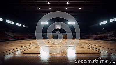 An empty basketball court in anticipation of the game Stock Photo