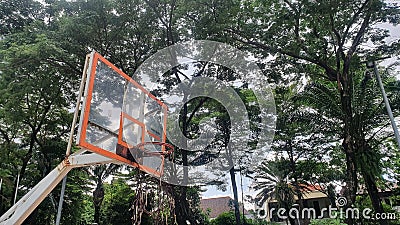 Basketball court in the park in the city Stock Photo