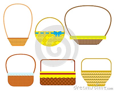 Empty baskets on white background. Vector Illustration