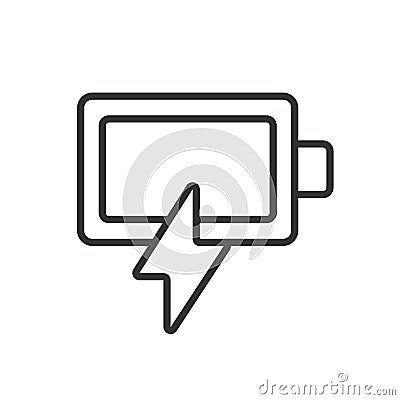 Empty battery level, in line design. Empty, Battery, Level, Low, Power, Energy, Depleted on white background vector Vector Illustration