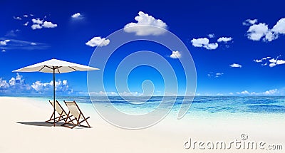 Empty Beach with Blue Sky Stock Photo
