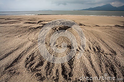 Empty beach with different pattern on sand in Brazil Stock Photo