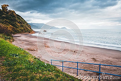 Empty beach in gloomy weather. Location Sicily, region of Italy, Europe Stock Photo