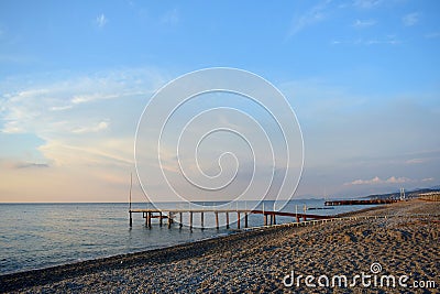Empty beach by the Mediterranean sea,Turkey Stock Photo