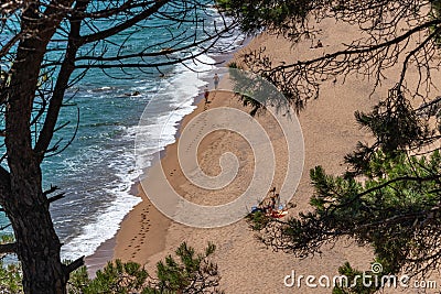 Empty beaches in Catalonia CALELLA Editorial Stock Photo