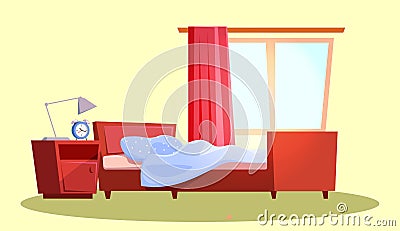 Empty bedroom interior flat vector illustration Vector Illustration