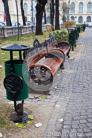 Empty benches Stock Photo