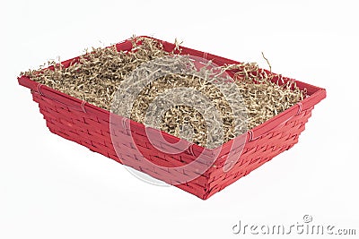 Empty red quadrant straw basket Stock Photo