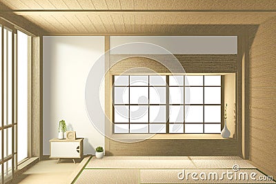 Empty big room Japanese tropical style. 3D rendering Stock Photo