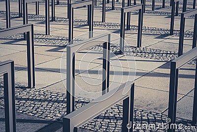 Empty bike racks - urban furniture Stock Photo
