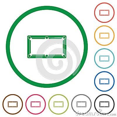 Empty billiard table flat icons with outlines Stock Photo