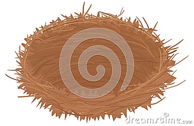 Empty bird nest from twigs isolated on white Vector Illustration