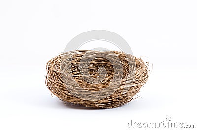 Empty bird nest on white background Stock Photo