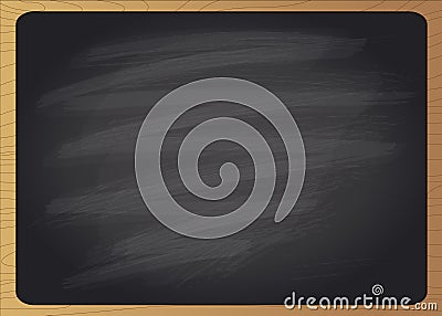 Empty black chalk board with wooden frame Vector Illustration