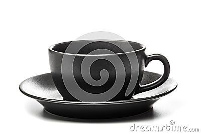 Empty black cup on white background Stock Photo
