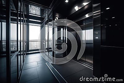 empty black elevator business building generative ai Stock Photo