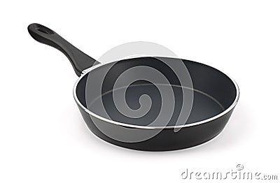 Empty black nonstick deep frying pan Stock Photo