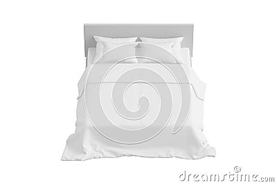 Empty blank Double bed with white bedding isolated Stock Photo